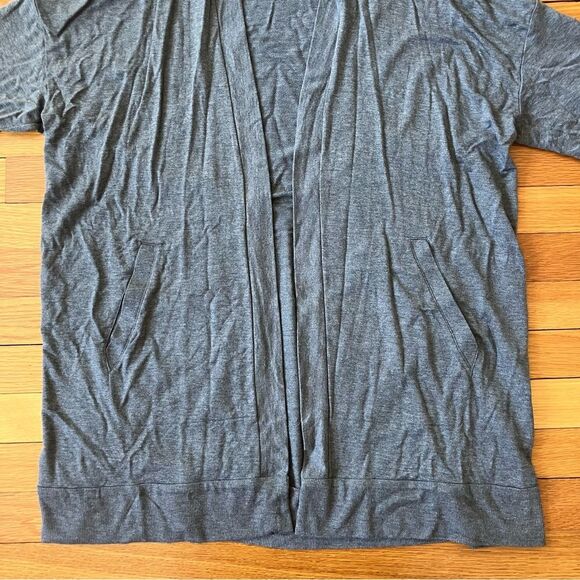 Eileen Fisher Grey Knit Hoodie Wrap Duster Nursing Cardigan Sweater Petite Large - Picture 3 of 6